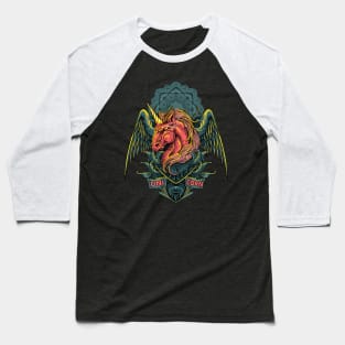 Unicorn Warrior Engraving Art Baseball T-Shirt